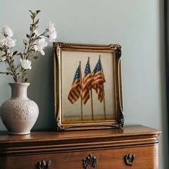 Vintage American Flag Printable Wall Art Patriotic 4th July Decor
