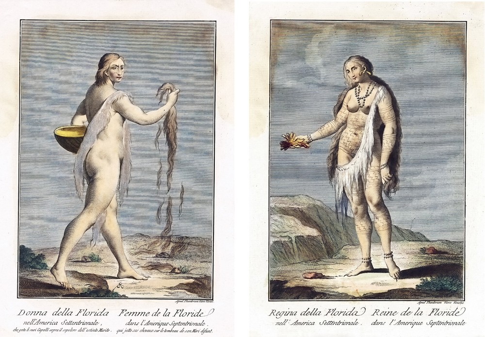 1791 Timucuan Warrior Women Florida Queen Tribal Goddess 2 Wall Prints Tattooed