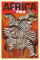 Africa Fly TWA 1960s Vintage Style Airline Travel Poster – 24×36