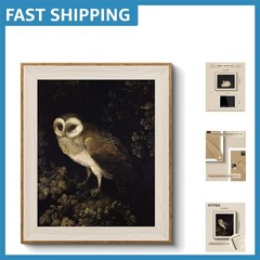 Whimsical Framed Owl Art for Living Room – 12″L x 10″W Charming Canvas Print