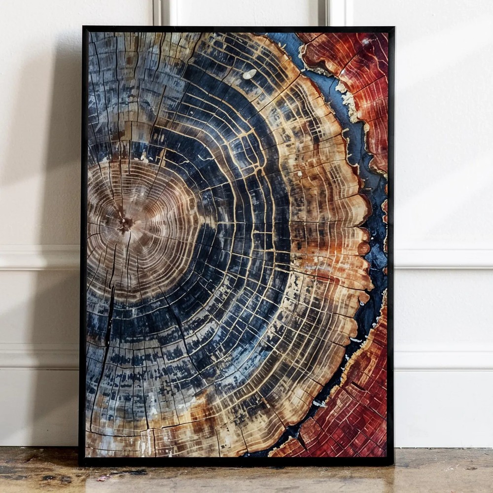 Tree Ring Wall Art, Abstract Colorful Tree Ring Wall Decor
