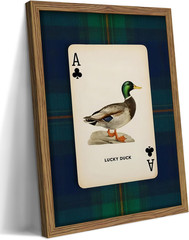 Framed Vintage Mallard Duck Wall Art, Country Lucky Duck Wildlife Poker Wall Dec