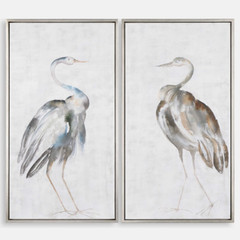 Uttermost 35353 Summer Birds Hand Painted Canvas Framed Art Heron Crane Set/2