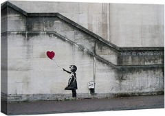 32″x48″-Banksy Graffiti Art Red Balloon Girl Canvas Wall Art Decor
