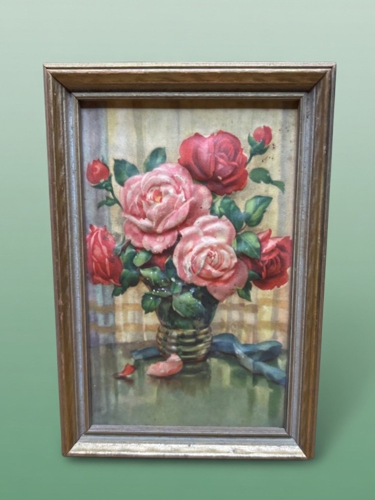 Atlas Embossed Picture Co. NY Small Embossed 4X6 Art Floral Wall Decor