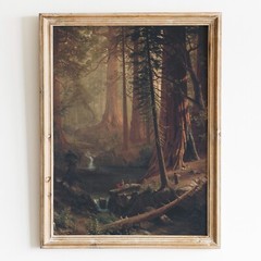 Giant Redwood Trees of California by Albert Bierstadt Wall Art Poster Print