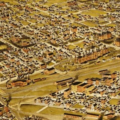 Fort Worth Texas Birds Eye View City Map circa 1891 Vintage Wall Decor Art Print