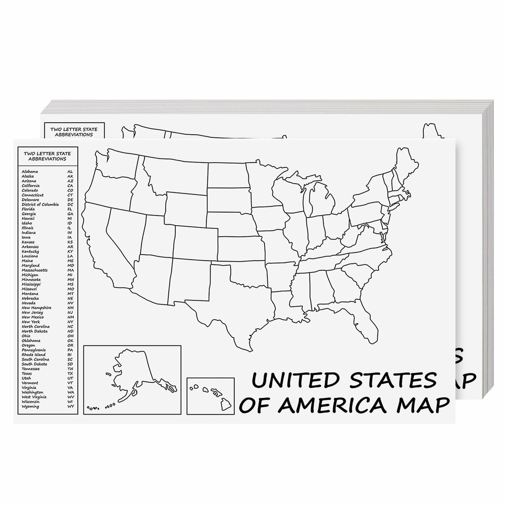 United States Map – Blank USA Poster, US Educational Map – 11 x 17 – 10 per Pack