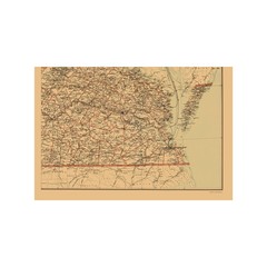 Historic State Map – Virginia West Virginia Postal Routes – USPS 1896 – Vintage