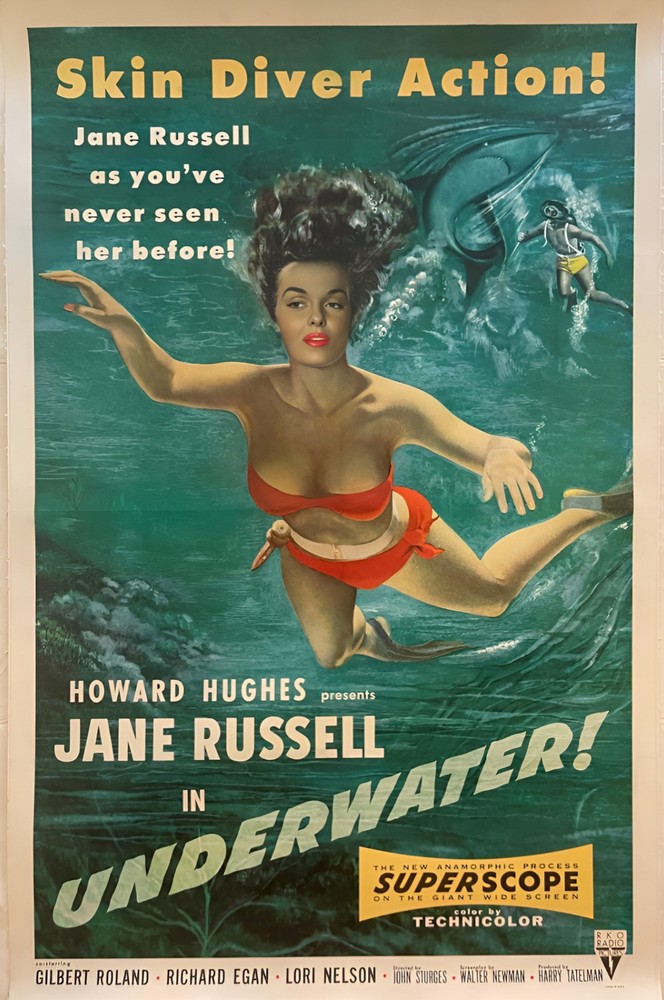 18226.Wall Decor Poster.Interior Art.Underwater Film 1950s Pin Up Swimming