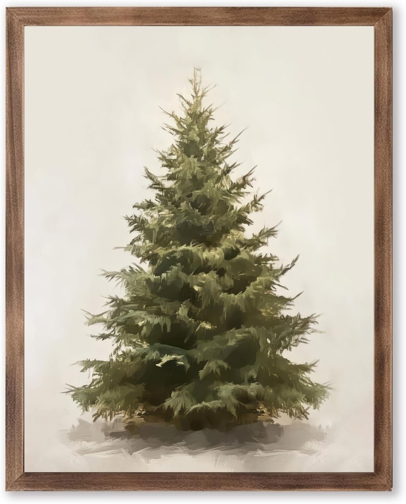 Christmas Wall Art Vintage Rustic Painting Picture 16L» x 12W», poster