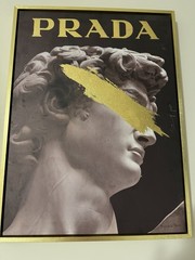Fairwild Paris Framed Canvas Art Print Prada Modern Gold Black Gray Vertical