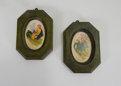 Wall Décor Pictures Rooster/Hen Plastic Faux Wood Frame 7×5