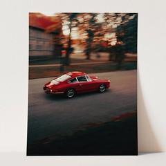 Old Red Porsche 911 Vintage Sports Cars Wall Art Poster Print