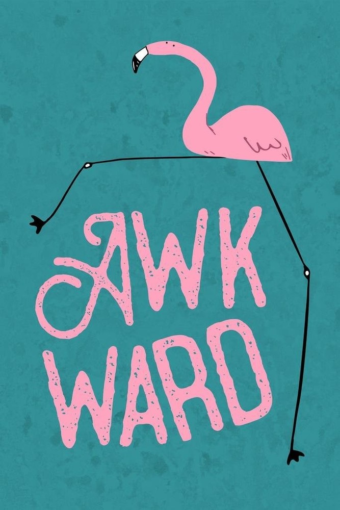 Laminated Awkward Flamingo Funny Illustration 18″L x 12″W, Multicolor