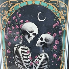 Sapna Shah «The Lovers» Skeleton Tarot Framed Wall Art Black Ornate Frame NEW