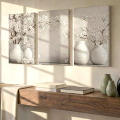 3 Pieces Elegant Floral Still Life Large Wall Art Set for Bedroom Set Of 3