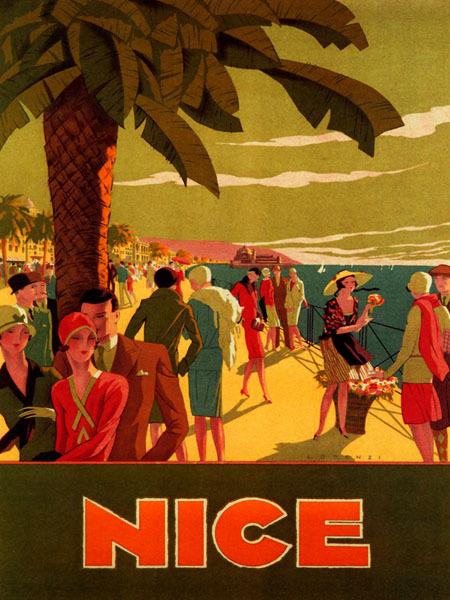 FRENCH RIVIERA NICE BEACH FASHION FRANCE TRAVEL TOURISM VINTAGE POSTER REPRO