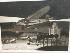 Vintage Art Print Ford Tri Motor Air Mail 1925 18in x 13in Print Black and White
