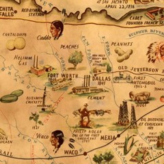 Official Centennial Map of Texas Daughters of the Republic | Vintage Wall Decor