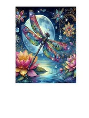 11×14 Moonlight Dragonfly Wall Art Canvas Print