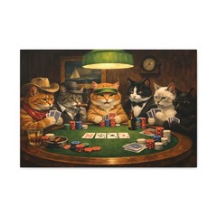 Cool Cats Poker Table Matte Canvas | Wood Frame, Stretched, Ready to Hang