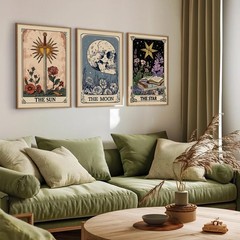 Pouydmi Tarot Card Wall Art Sun Moon Canvas 16″L x 12″W,