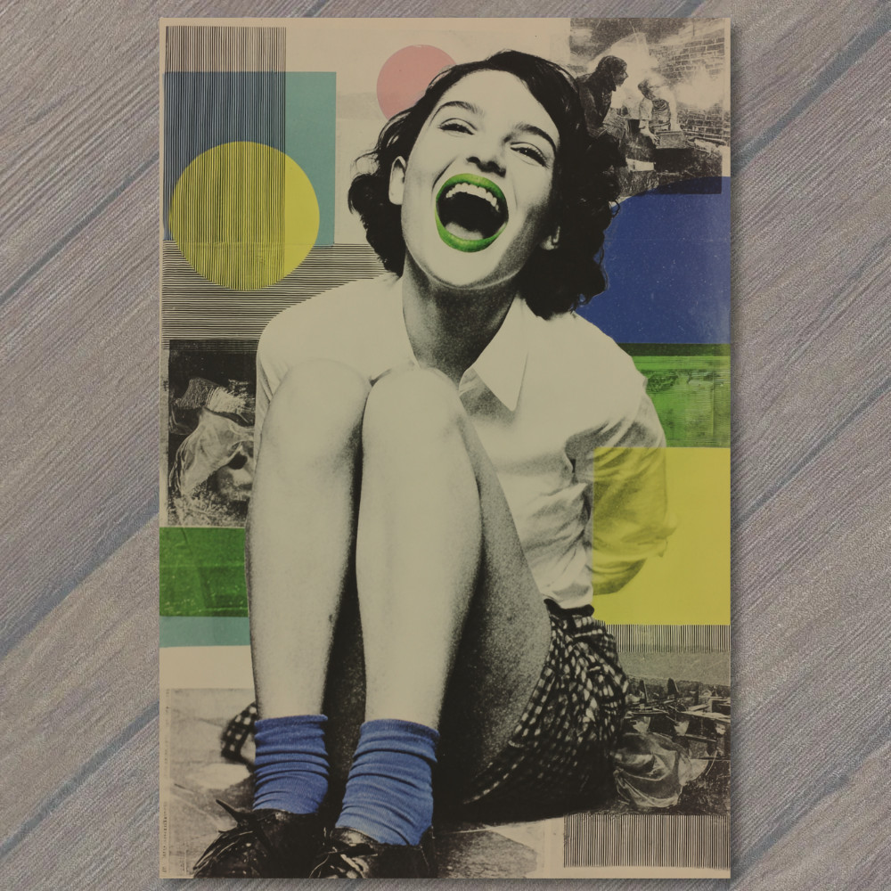 Art Print Woman Portrait Collage Green Lips Modern Style «` 😈💚✨
