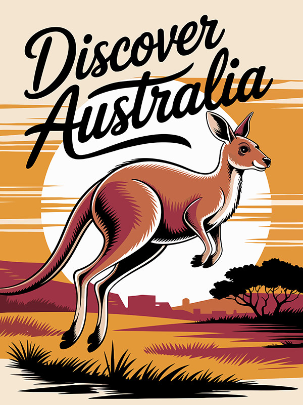 Discover Australia – Kangaroo – Travel Poster