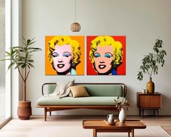 Marilyn Monroe Pop Art Set of 2, Andy Warhol Canvas Prints, Modern Wall Art