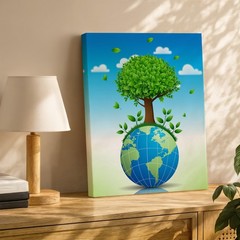 Wall Art Vibrant, Stylized Illustration Of A Lush Green Tree With Canvas Print