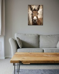 Donkey Canvas Wall Art Farmhouse Animal Donkey Wall Decor Farmhouse Rustic Wo…
