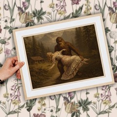 Bigfoot Sasquatch Art Print Victorian Woman Gothic Fantasy Forest Bride Poster