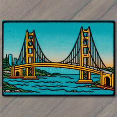 Art Print PATCH San Francisco Golden Gate Bridge Embroidered Blue Sky California