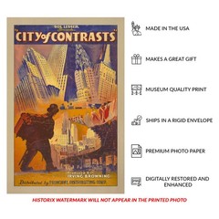 1931 City of Contrasts Poster Depression Era Film Documentary Urban Cinema