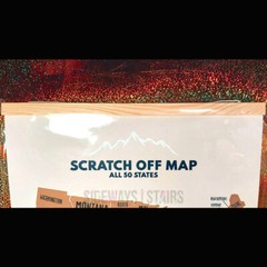 USA SCRATCH OFF MAP POSTER wood frame hanger state postcard art travel souvenir