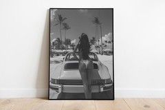 Retro Porsche Poster, Vintage Black White Classic Car Wall Art Print