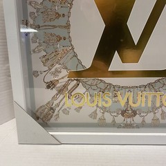 LOUIS VUITTON OLIVER GAL Glass ART FRAMED 16″ X 16″ GOLD FOIL EMBELLISHED – NEW