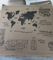 Enjoy The Wood Wall Decor Travel And Mark Art Deco Woodcut & Block World Map