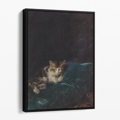 Cat Sleeping On A Cushion, 1892 Canvas Wall Art Print