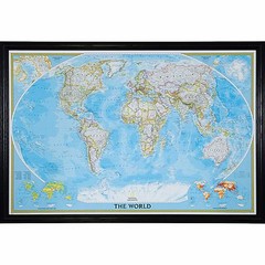 Craig Frames Classic World Push Pin Travel Map with Pins – 24 x 36