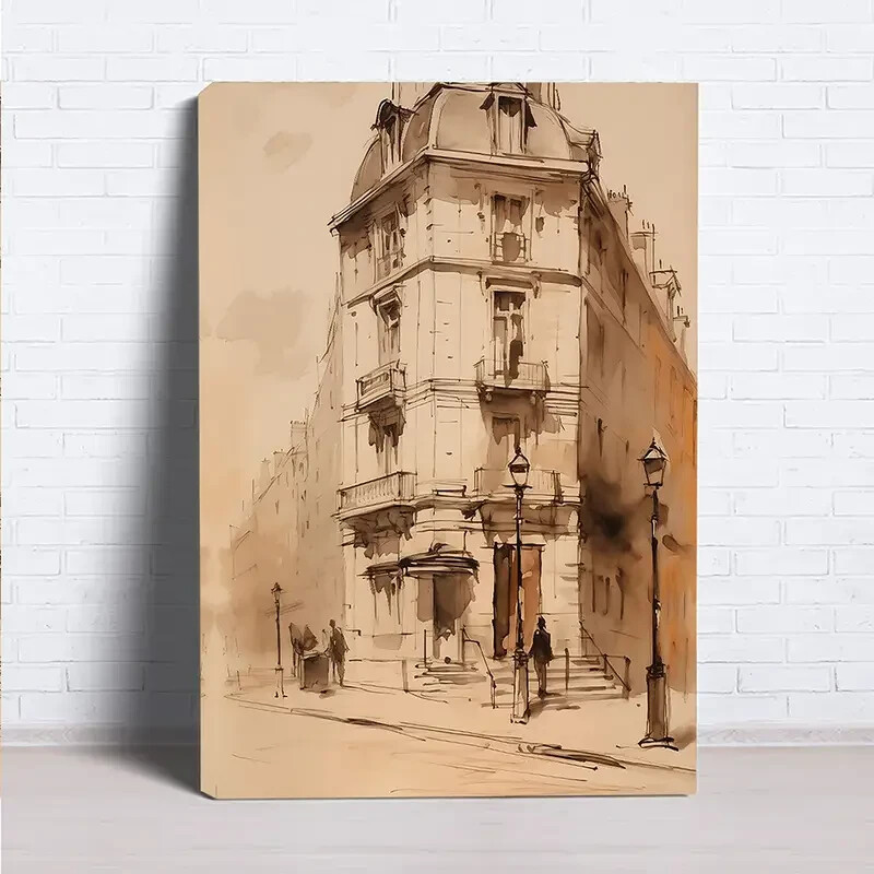 Vintage Rustic Architecture Cityscape Wall Art Canvas Unframed/Framed