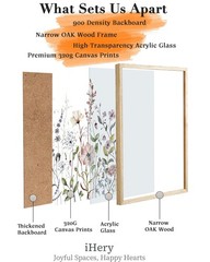 Natural OAK Wood Framed Combined Floral Wall Art, 12×16 in Set of 3 Colorful …