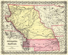 Historic State Map – Nebraska – Colton 1855 – Vintage Wall Art