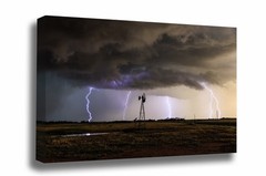 Lightning Canvas Wall Art: Oklahoma Windmill Storm Country Weather Gallery Wrap