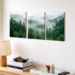 3 Pieces Serene Misty Forest Lush Greenery Green Large Wall Art for Set Of 3
