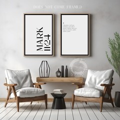 Mark 11:24, Bible Verse Quote, Set of 2 Poster Prints, Home Wall Art Décor