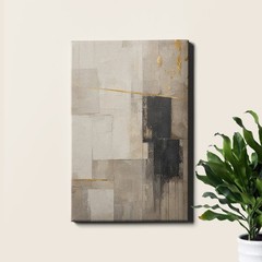 Neutral Texture Canvas Print Geometric Abstract Gold Accents Modern