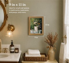 Vintage Gold Framed Bathroom Canvas Wall Art,Roll Floral Prints, Moody Green …