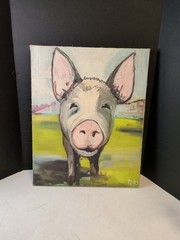 Canvas Pig Print Farmhouse Decor Wall 20×16 Tori Campisi